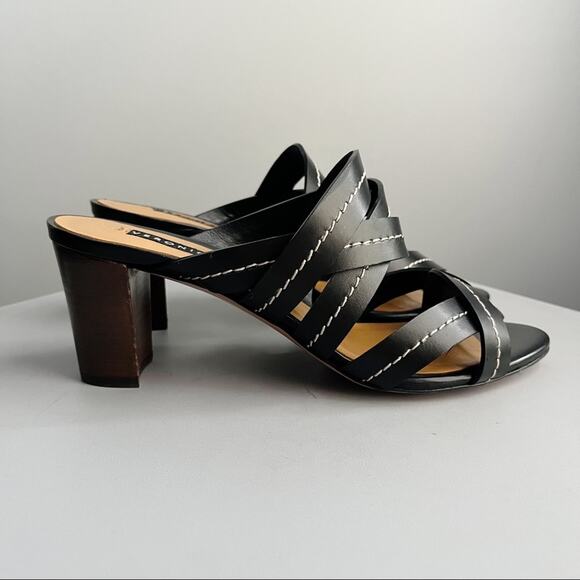 Veronica Beard Black Leather Sandals - Picture 5 of 11
